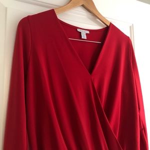 Red Wrap Neckline bodysuit